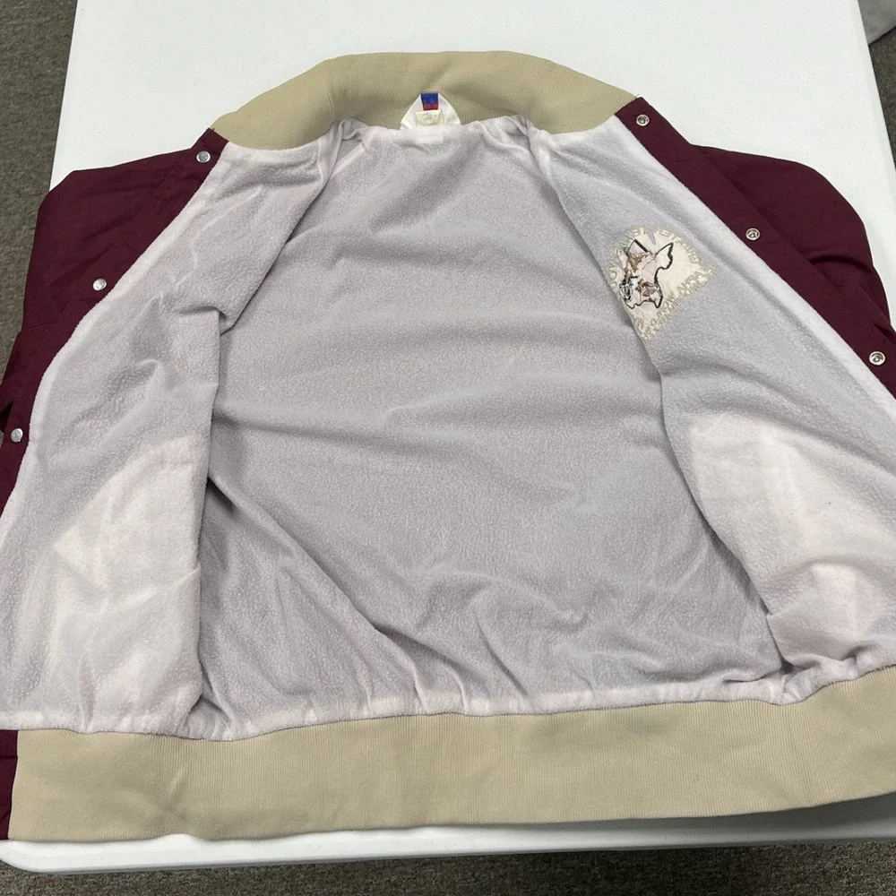 Vintage 90s maroon aztec satin bomber Mens M Maroon Southwestern Trim Bomber B2